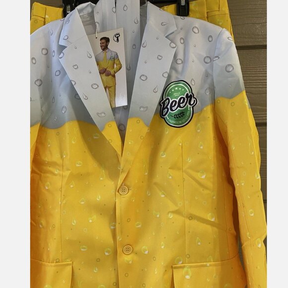 Suitmeister Men's Premium Beer Bottle Opener Oktoberfest Yellow Funny Suit Sz L - Picture 7 of 12